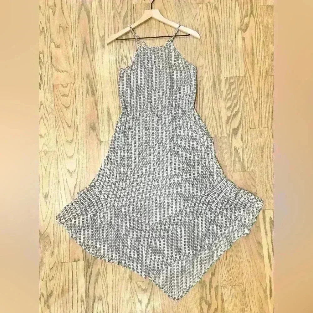 Light Gray Patterned Halter Midi Dress
